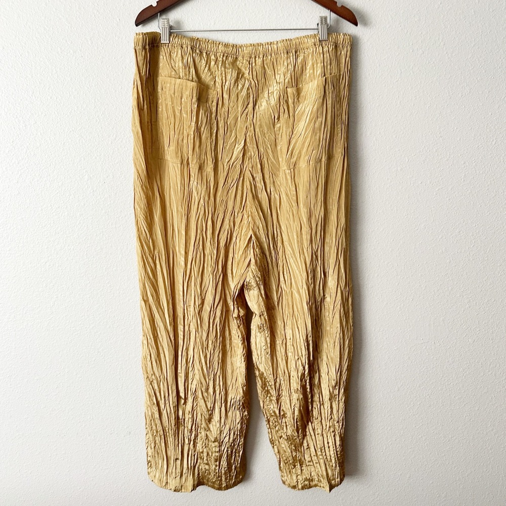 J. Crew New Soleil Gold Metallic Crinkle Pull-on Pants women's size XXL NEW - Picture 7 of 11